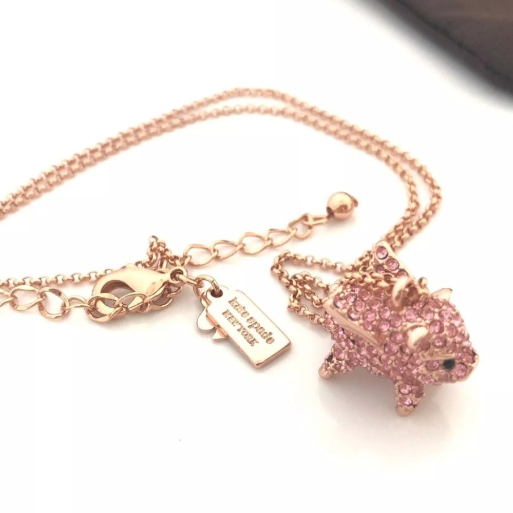 Kate Spade When Pigs Fly Pavé Rose Gold Necklace - Picture 2 of 3